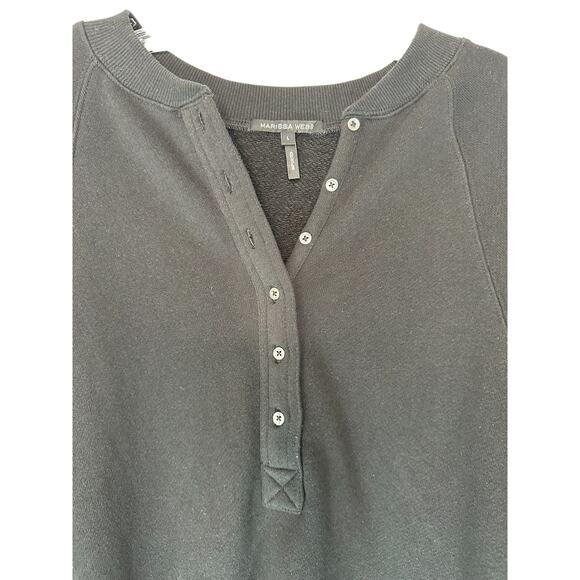 Marissa Webb Black So Uptight French Terry Plunge‎ Henley Sweatshirt Size Large - Picture 4 of 11